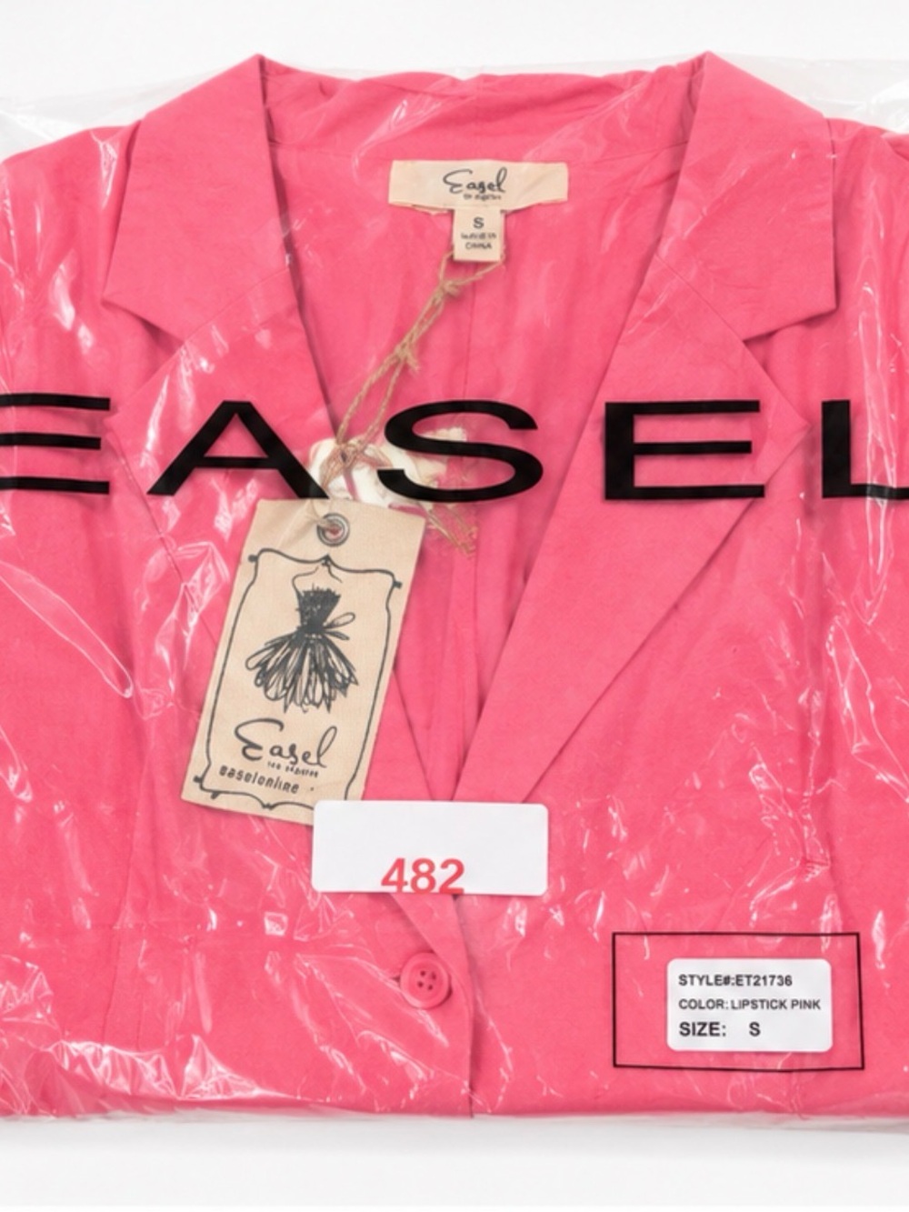 Easel Lipstick Pink Cropped Blazer Jacket NWT Size Small, Boutique Statement